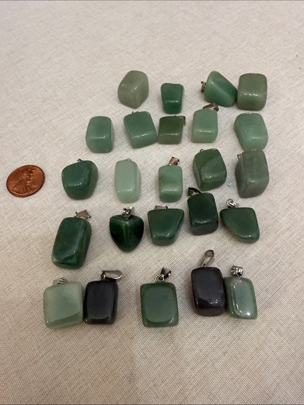 24 Green Stone Pendants Jewelry Making Supplies